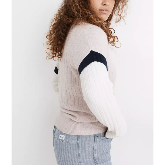 NWT Madewell Striped Bowden Henley Sweater in Coziest Yarn size XS - Picture 3 of 5